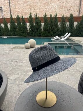 Packable Braided Paper Straw Panama Hat Charvoal and Gray